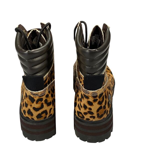 Timberland Mid Hiker Boots Womens 6.5 Brown Animal Print Comfort Lace Up A2GCR - Picture 14 of 16